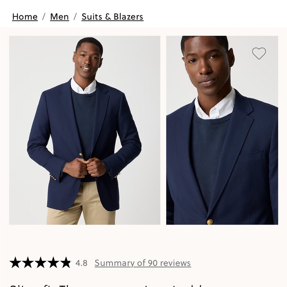 J. Crew Men's Deep Blue Blazer